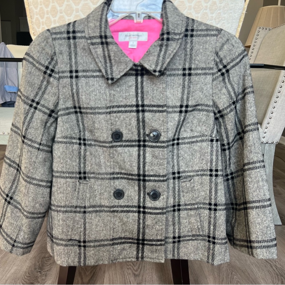 ISAAC MIZRAHI for TARGET Women's grey & black plaid cropped jacket -SMALL